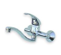 Miscelatore monocomando per bagno lavello a muro in ottone cromato