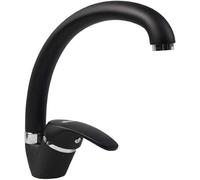 Miscelatore Monocomando per Cucina Nero Opaco con Canna Girevole a 360°, Rubinetto Lavello Cucina ad Alto Risparmio Idrico con Aeratore Anticalcare, Design Moderno