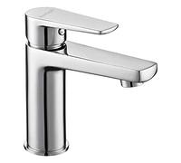 Miscelatore monocomando per lavabo con apertura a freddo, della serie AST dal design minimalista ed elegante. Rubinetteria realizzata in ottone di alta qualità con finiture cromate con lucido