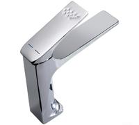 Miscelatore monocomando per lavabo in lega di rame, con valvola a disco in porcellana e bocca di inclinazione di 15 gradi, per bagno moderno, argento (A)
