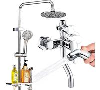 Miscelatore per bagno con miscelatore da 22 cm, soffione doccia rotondo a pioggia, 3 modalità con asta saliscendi con spruzzatore, set miscelatore per vasca da bagno, sistema doccia, colore: nero