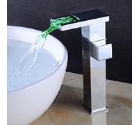Miscelatore per lavabo a cascata led, Rubinetto per lavabo a cascata per bagno con luce cambia colore, Rubinetto per lavabo a cascata in ottone caldo e freddo, Rubinetto per lavabo monoforo Rubinetto