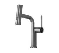 Miscelatore per lavabo a cascata Miscelatore per lavabo estraibile Rubinetto per lavabo Rubinetti per lavabo monocomando 2 modalità Ottone, Grigio canna di fucile Stabilize