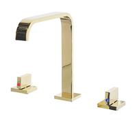 Miscelatore per Lavabo a Doppia Leva in Ottone Dorato Moderno Kagera