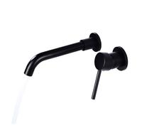 Miscelatore per lavabo a parete nascosto preincorporato per lavabo caldo e freddo Rubinetto per lavabo in ottone antico verniciato oro spazzolato per roulotte e lavaggio domestico (Zwart)
