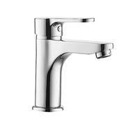 Miscelatore per lavabo Bagno monocomando, Cromato Lucido in Ottone, con piletta di Scarico Inclusa, Paco