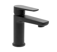 Miscelatore per lavabo bagno monocomando, nero opaco in ottone, con piletta di scarico nero opaco, serie ERIKA