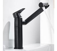 Miscelatore per lavabo da Bagno Nero Caldo e Freddo monocomando Design a Sette Lettere Rubinetto per purificazione dell'Acqua con Rotazione a 360 Gradi