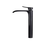 Miscelatore per lavabo da bagno nero opaco alto con cascata singola, rubinetto lavabo monocomando da appoggio, miscelatore in ottone