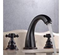 Miscelatore per lavabo da Bagno Vintage, Rubinetto in Ottone, Rubinetto per Vasca da Bagno con 3 Fori, Rubinetto per lavabo con Maniglia a Croce, Nero