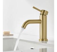 Miscelatore per Lavabo, DETBOM Rubinetto per Lavabo Caldo e Freddo Regolabile, Rubinetto per Bagno Monocomando, Rubinetto in Acciaio Inossidabile, Aeratore Rimovibile, Senza Piombo, Oro