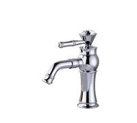 Miscelatore per lavabo di Lusso in Oro Lucido, Rubinetto da Piano monoforo con Accenti in Cristallo per Mobile da Bagno Moderno(B)