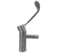 Miscelatore per Lavabo in Ottone Cromato con Maniglia a Leva Clinica | Design Elegante e Igienico | Apertura Facile anche con Gomito | Ideale per Bagno Moderno o Professionale