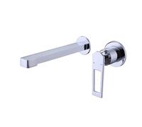 Miscelatore per lavabo, montaggio a parete, doppio foro, in ottone e cromo | Rubinetto miscelatore da parete a doppio foro per lavabo a scomparsa con maniglia singola per un design elegante del bagno