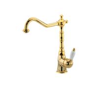 Miscelatore per lavello cucina stile retrò con canna girevole colore oro Gattoni