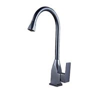 Miscelatore per lavello girevole a 360° con arco alto, rubinetto da cucina in alluminio spaziale con maniglia singola, design moderno in argento per un controllo dell'acqua e uno stile senza