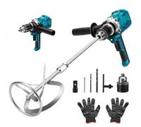 Miscelatore per malta a batteria, compatibile con batteria Makita, martello perforatore senza spazzole 2 in 1 e miscelatore per malta a colori, con frusta diametro 10 - 15 cm (cambio a 2 marce, max