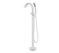 Miscelatore per vasca da bagno autoportante con beccuccio girevole a 360°, elegante rubinetto bianco a cascata, design a foro singolo, per vasche da bagno moderne - Esperienza di bagno di lusso