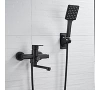 Miscelatore per vasca da bagno con doccia a parete, comando a leva singola, beccuccio lungo girevole, rubinetto per acqua calda e fredda, design moderno per bagni eleganti