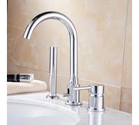 Miscelatore per Vasca Miscelatore Miscelatore Soffione Doccia con Tubo Flessibile, Miscelatore per Vasca da Bagno A Tre Fori con Doccetta Estraibile