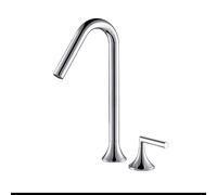 Miscelatore rubinetto alto in ottone a due maniglie for lavabo, Torneira Gourmet De Cozinha, acqua calda e fredda, bagno, grigio, nero, cromato(Chrome One)