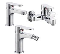 Miscelatore Rubinetto Bidet Cromato + Miscelatore Rubinetto Lavabo Cromato + Miscelatore Esterno Vasca Con Deviatore