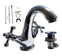 Miscelatore rubinetto cromato lavello cucina bagno lavabo con piletta 52344A