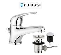 Miscelatore rubinetto lavabo completo di piletta 1"1/4 e flessibili Emmevi Winny