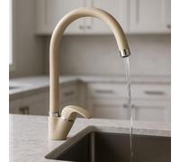 Miscelatore Rubinetto Lavello Cucina Monocomando Canna Alta Avena Sabbia Beige