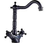 Miscelatore Rubinetto retrò Rubinetto da Cucina in Rame Nero Antico Un Foro Due Maniglie Miscelatore per Lavello Rubinetto per Lavabo in Stile Europeo Rubinetto per Lavabo retrò per Accesso
