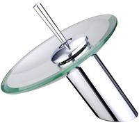 MISCELATORE RUBINETTO VASCA LAVABO MONOCOMANDO A CASCATA CROMATO VETRO 812-11