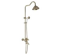 Miscelatore Set Doccia Set Doccia Design retrò Ottone Sistema Doccia Kit Alzata Doccia con Rubinetto Miscelatore Rubinetto Doccia con Soffione 22 cm e Doccetta Colonna Doccia Esterna Asta Doccia