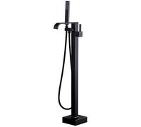 Miscelatore Set Doccia Sistema Doccia, Beccuccio A Cascata Rubinetto Per Vasca Da Bagno Autoportante Rubinetto Per Vasca Rubinetti Per Vasca Da Bagno Per Montaggio A Pavimento Nero Maniglia Singola In