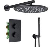 Miscelatore Set Doccia Sistema Doccia Incasso Set Miscelatore Termostatico Doccia Set Doccia Antiscottatura Nero Opaco A Parete con Doccetta E Soffione A Pioggia Tecnologia Avanzata di Iniezione