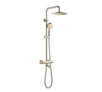 Miscelatore Set Doccia Sistema Doccia, Rubinetti Doccia Termostatici Oro Set Miscelatore Deviatore in Ottone Doccia A Pioggia A Cascata con Soffione A Pioggia da 10 Pollici E Doccetta, Set Doccia A