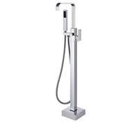 Miscelatore Set Doccia Sistema Doccia, Rubinetto Per Vasca Da Bagno Autoportante Riempitivo Per Vasca Cascata Nera Montaggio A Pavimento Rubinetti Per Vasca Da Bagno In Ottone Con Maniglia Singola Con