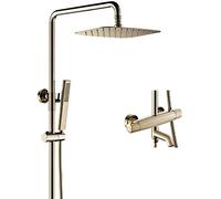 Miscelatore Set Doccia Sistema Doccia, Termostatico Oro Tre Funzioni Set Doccia A Parete Deviatore Vasca da Bagno in Ottone Rubinetti Miscelatore Vasca con Soffione Doccia A Pioggia 10 * 8 Pollici E