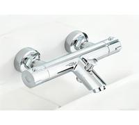 Miscelatore Termostatico Doccia Miscelatore Vasca da Bagno Termostatico in Ottone con Pulsante di Sicurezza a 38℃ Rubinetto Vasca Doccia Parete Cromo