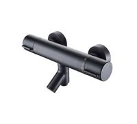 Miscelatore Termostatico Doccia Valvola Temperatura Rubinetto Miscelatore Parete Corpo in Rame Montaggio a Muro Regolazione Precisa Adatto a Bagno, Nero, Moderno Minimalista