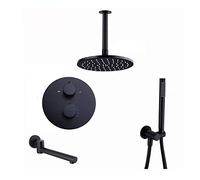 Miscelatore termostatico for doccia con soffione a mano, set di rubinetti for a soffitto neri contengono rubinetto for vasca, nascosto, 8 pollici(8Inch)