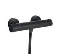 Miscelatore termostatico for vasca, verniciato nero, valvola di controllo doccia, rubinetto a parete for bagno, miscelatore caldo e freddo in ottone, for per Sistema-Colonna Doccia(Black)