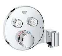 Grohe Grohtherm SmartControl Thermostat avec deux vannes d'arrêt, support de douche intégré, rosace murale ronde, 29120000, 29120000