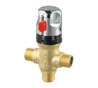 Miscelatore termostatico in ottone con comando 35-45°C e pulsante di sicurezza per connessioni da 15 mm da 1/2"