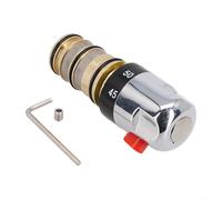 Miscelatore termostatico in ottone per vasca da bagno e doccia, valvola di ricambio, maniglia in ottone massiccio cromato con arresto di sicurezza a 38 °C e comando a leva singola per una regolazione