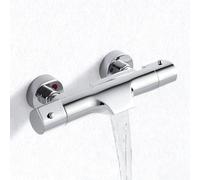 Miscelatore Termostatico per Doccia con Uscita a Cascata, Miscelatore Termostatico per Vasca 38℃ Antiscottatura, Miscelatore Vasca Doccia in Ottone con 2 Beccuccio, Calde e Fredde, Cromo, 150mm