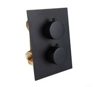 Miscelatore termostatico per doccia in ottone cromato, uscita G1/2 a 2 vie, valvola doppia rotonda nascosta con 2 maniglie, finitura nera, perfetta per bagni moderni