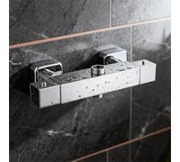 Miscelatore Termostatico Universale STANEW, 2 Uscite Rubinetto, Miscelatore Doccia Termostatico per Doccia, Ottone, Cromato Moderno, alto 3/4" BSP (26,4 mm) + basso 1/2" BSP (21 mm)