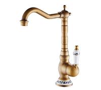 Miscelatore tradizionale vittoriano da cucina con doppia leva in ceramica e valvola a 1/4 di giro in ceramica cromata con 2 tubi standard per il Regno Unito, Antico., Single Lever #5(Ceramic)