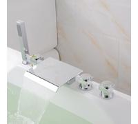 Miscelatore Vasca con Bocca a Cascata de 200 * 160mm Cromo Rubinetto Bordo Vasca con Soffione Doccia,Cromo Placcato