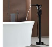 Miscelatore Vasca da Bagno con Cascata e Doccetta Rotazione 360° Rubinetto per Vasca Free Standing Monoforo,nero
